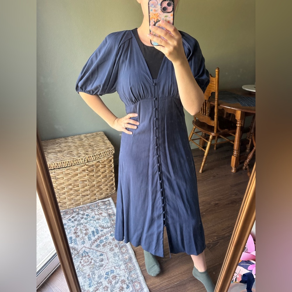 Chelsea & Violet Navy Short Sleeve Button Dress